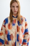 Print quilted twill straight-fit jacket