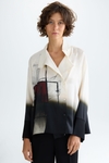 Cala printed oversize twill blouse