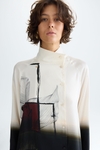 Cala printed oversize twill blouse