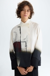 Cala printed oversize twill blouse