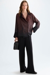 Lettering printed oversize twill blouse