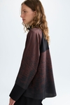 Lettering printed oversize twill blouse