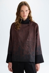 Lettering printed oversize twill blouse