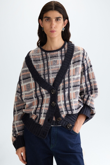 JACQUARD OVERSIZED SHORT CARDIGAN