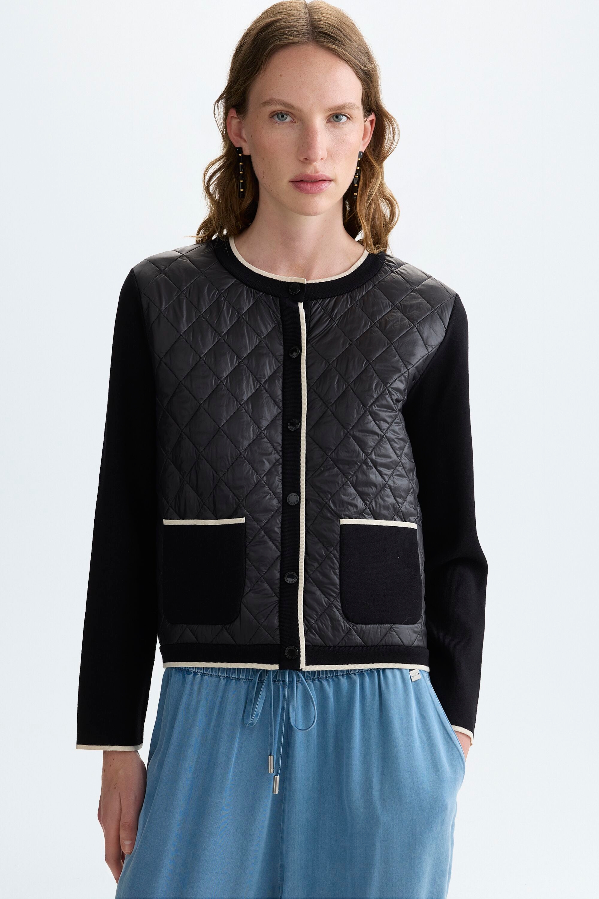 Quilted nylon stretch-knit straight-fit jacket
