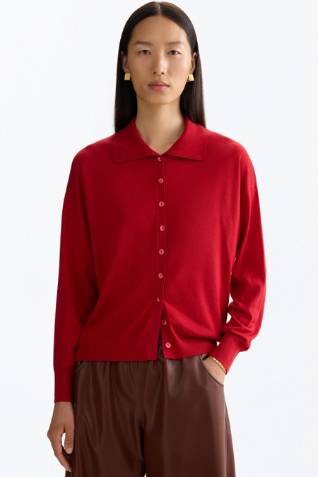 MERINO WOOL STRAIGHT-FIT SHORT CARDIGAN