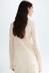 Chequered wool-blend fitted textured sweater
