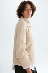Straight wool blend faux fur knit sweater