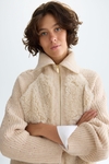 Straight wool blend faux fur knit sweater