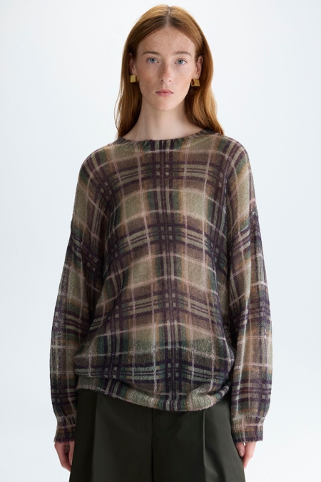 CHEQUERED MOHAIR OVERSIZED SWEATER