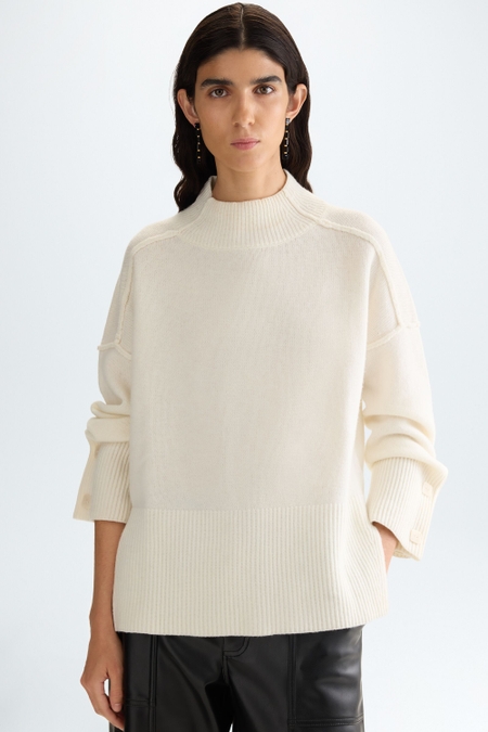 WOOL STRAIGHT-FIT MOCK-NECK SWEATER