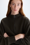 Oversized sweater with detachable fur collar