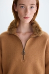 Oversized sweater with detachable fur collar