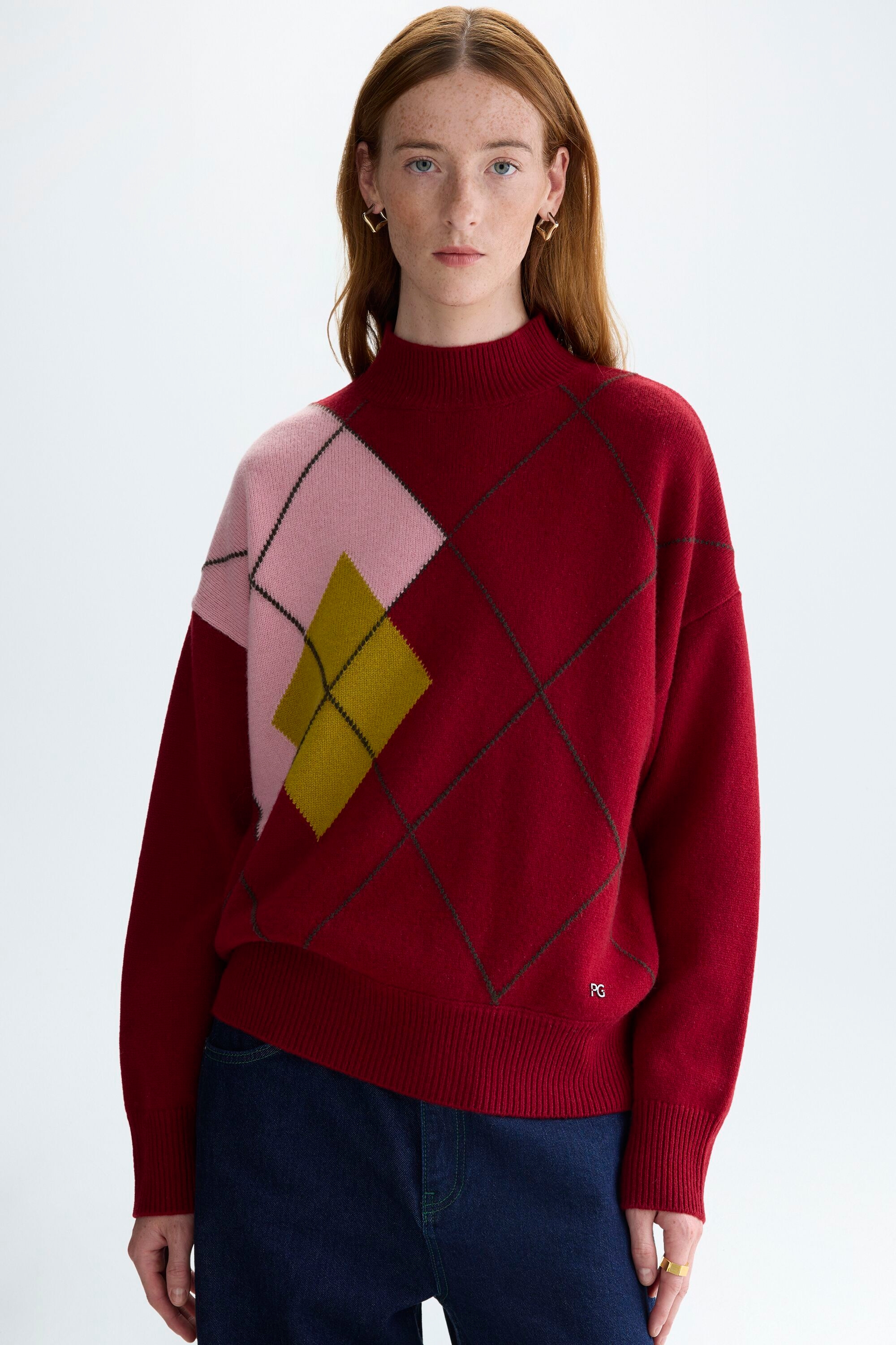 Diamond intarsia oversize sweater