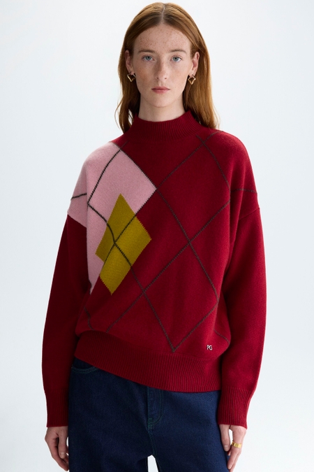 DIAMOND INTARSIA OVERSIZE SWEATER