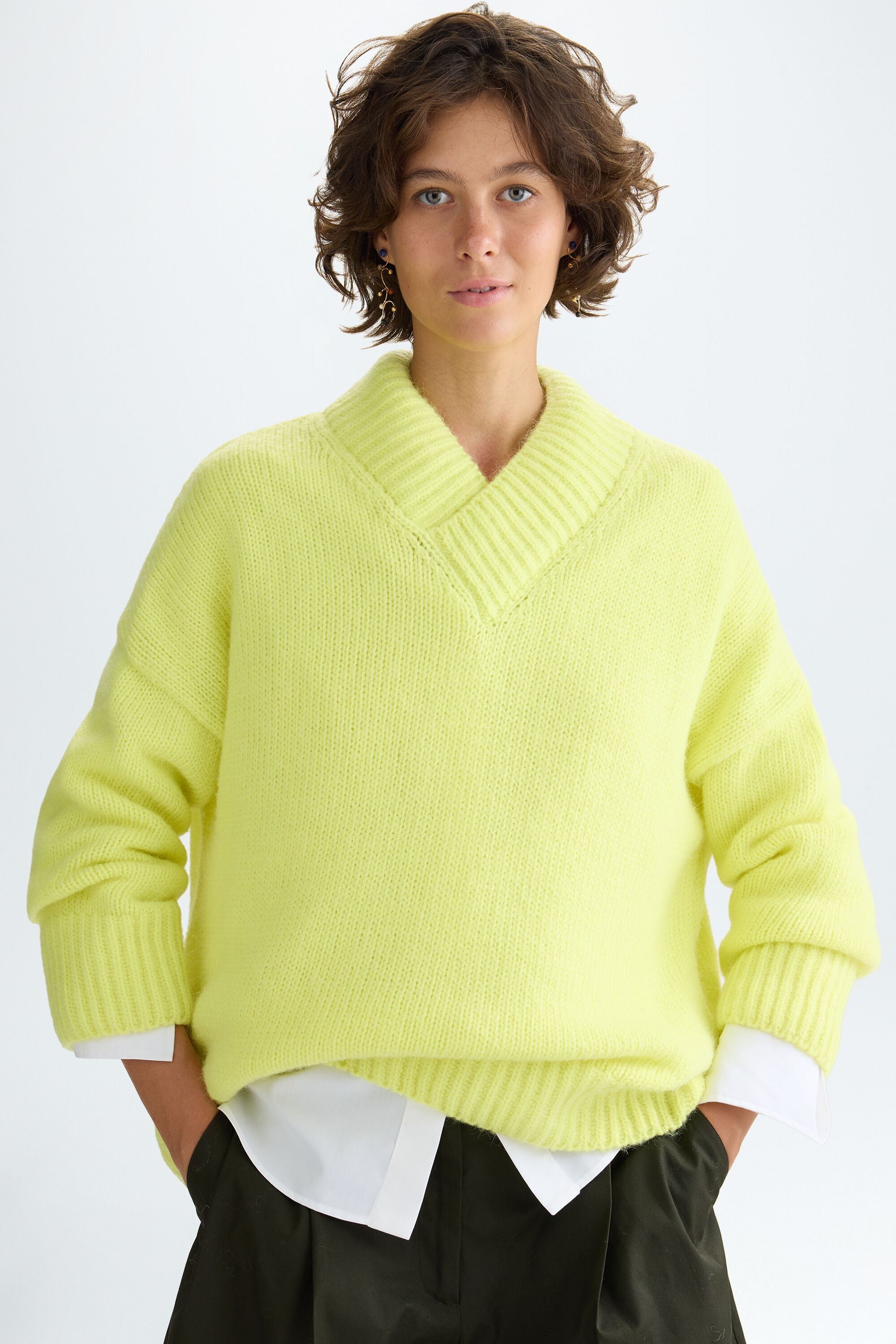 V-neck mohair oversize sweater