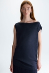 Lurex asymmetric straight-fit top