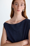 Lurex asymmetric straight-fit top