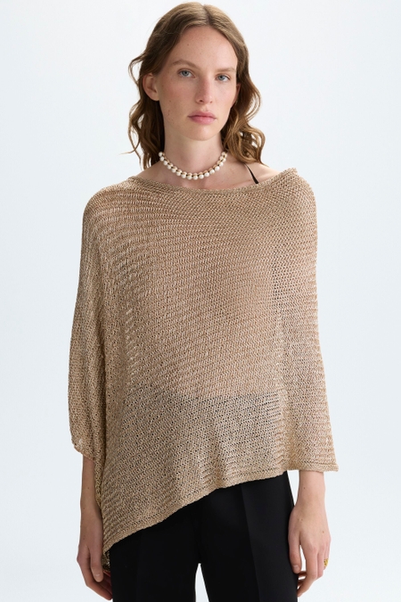 METALLIC KNIT ASYMMETRIC SHORT CAPE