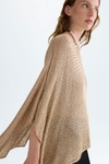 Metallic knit asymmetric short cape