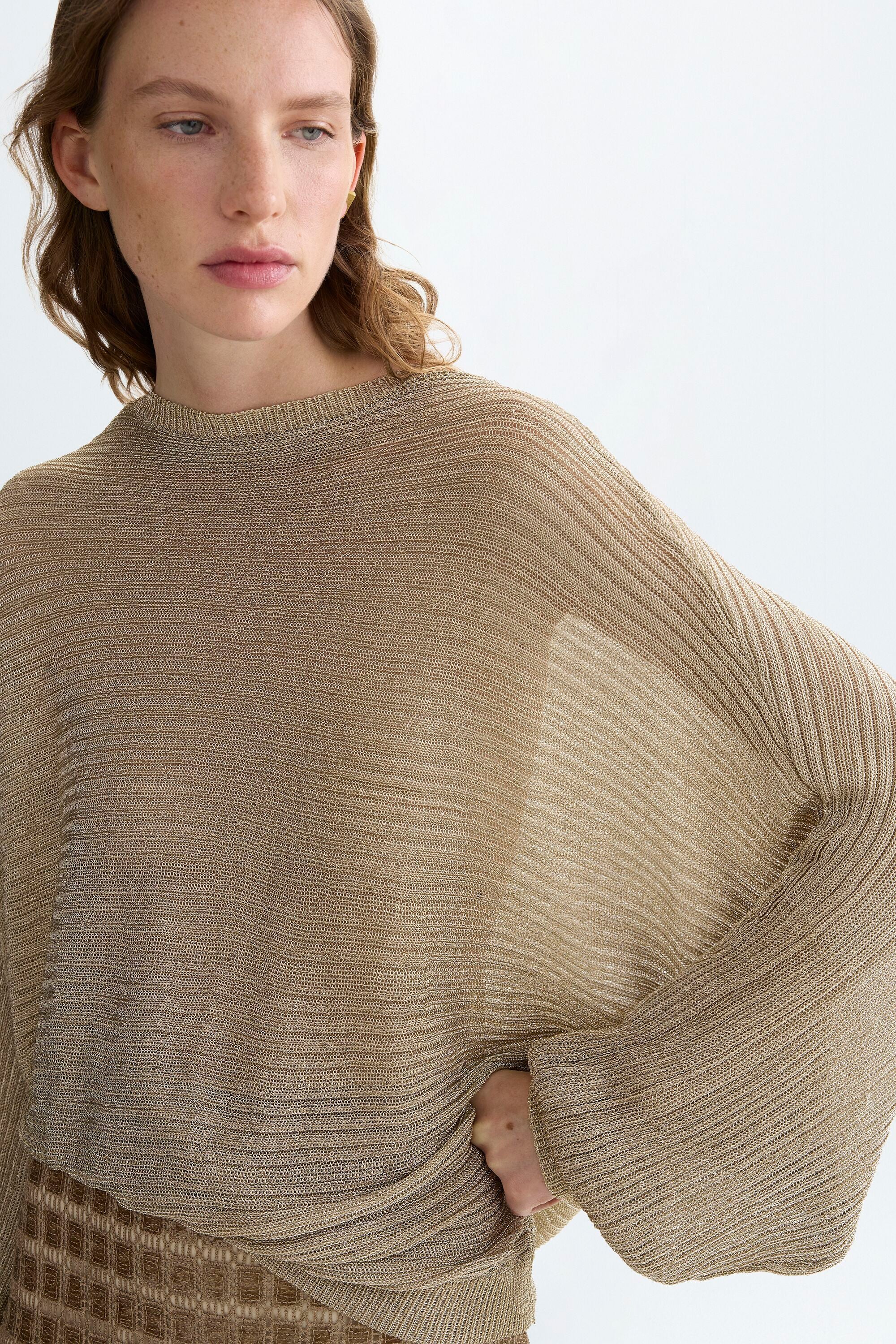 Metallic knit oversize jacket gold - Purificacion Garcia Luxembourg