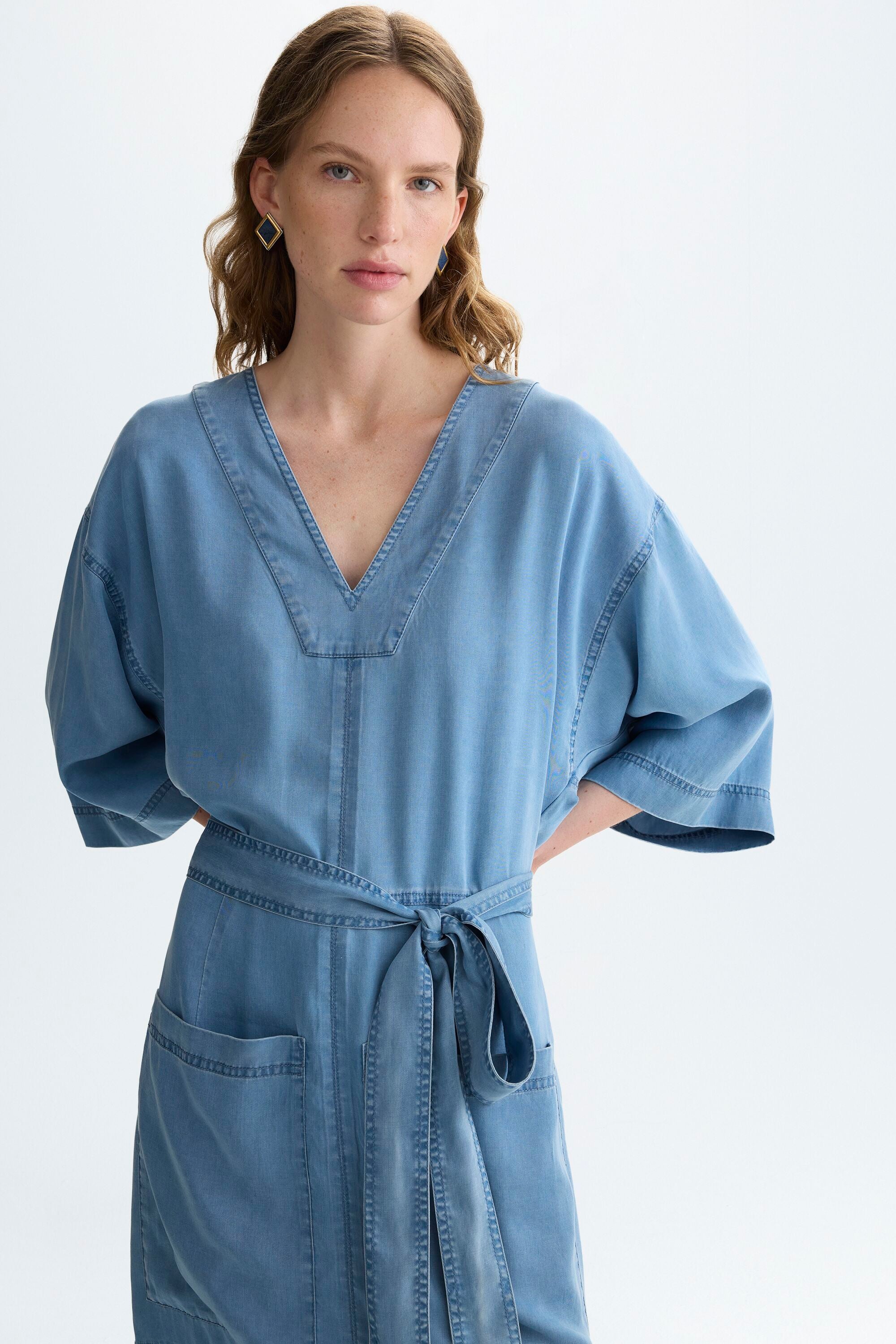 denim effect dress Polly Patch Pocket Denim Effect Mini Dress