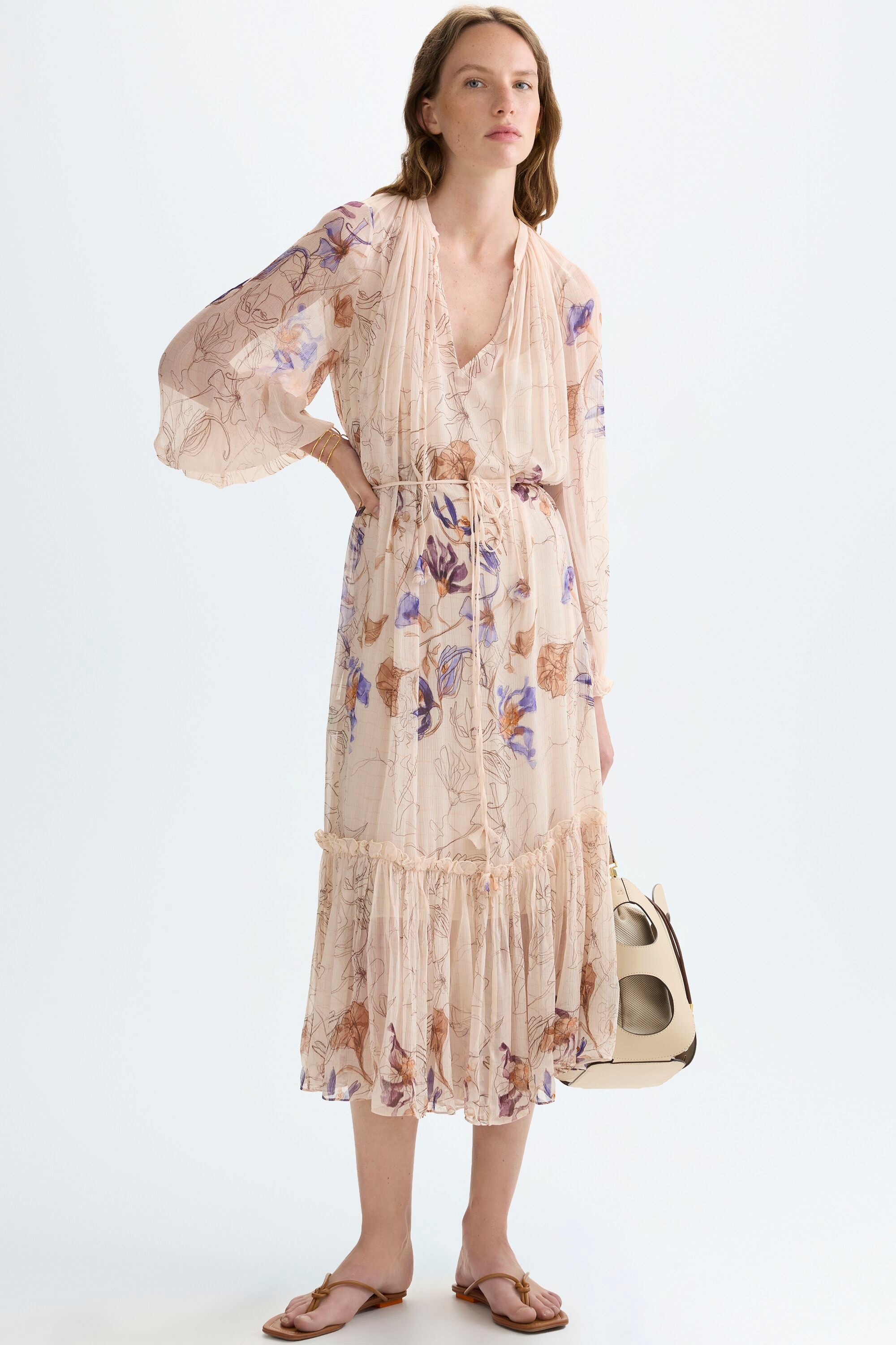 Print crinkle bambula A-line dress
