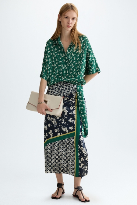 PRINT TWILL FITTED DRESS