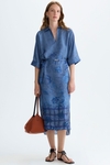 Denim print twill shirt dress