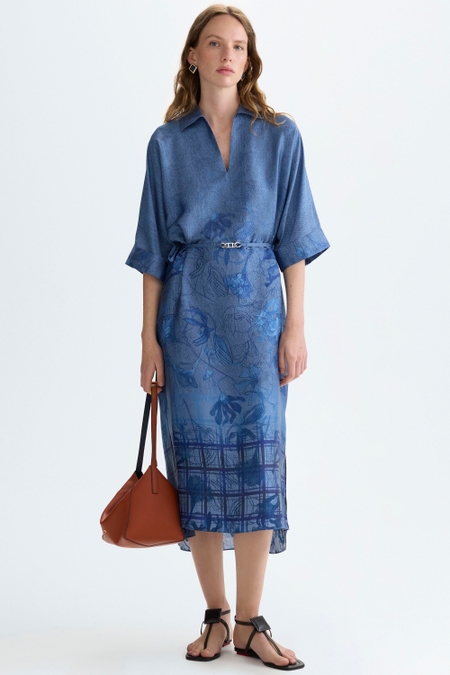 DENIM PRINT TWILL SHIRT DRESS