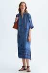 Denim print twill shirt dress