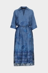 Denim print twill shirt dress