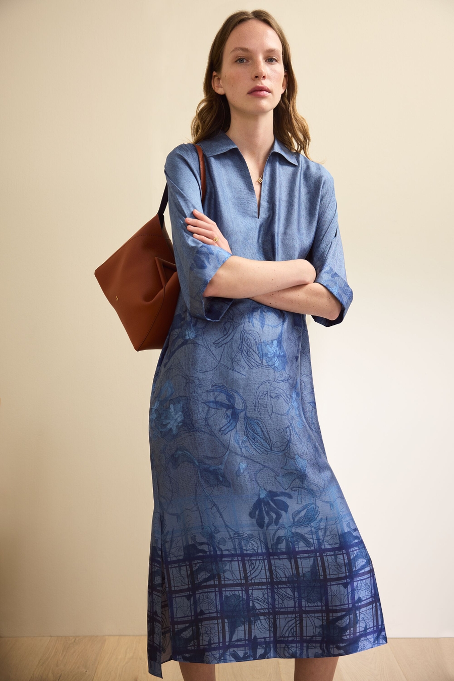 DENIM PRINT TWILL SHIRT DRESS