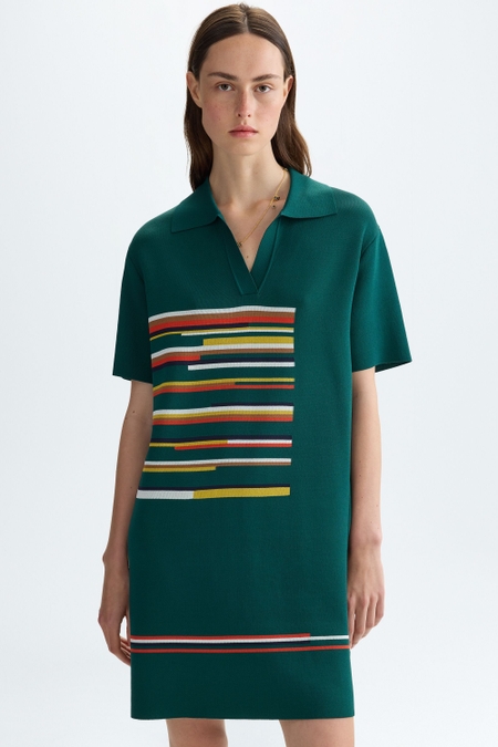 CUBE STRETCH KNIT JACQUARD SHORT DRESS