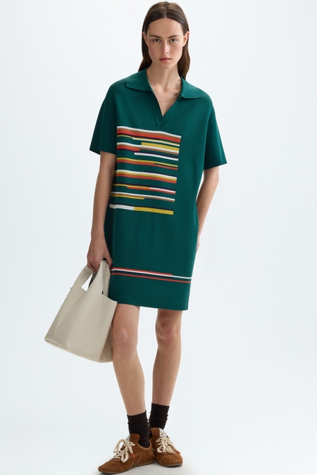 CUBE STRETCH KNIT JACQUARD SHORT DRESS