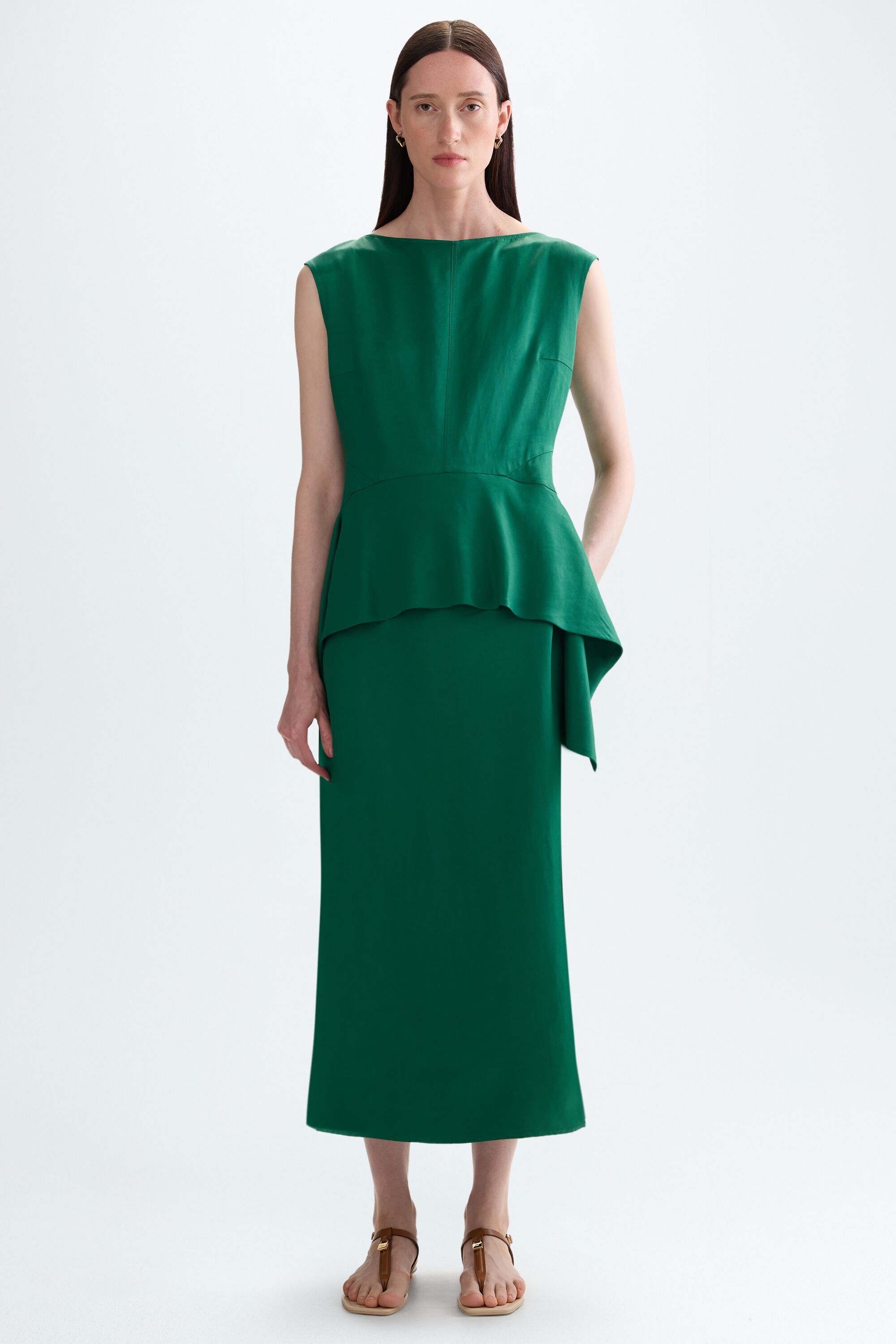 Linen A-line midi dress