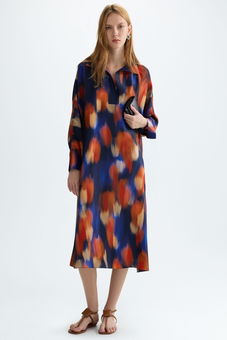 PRINT TWILL STRAIGHT-FIT SHIRT DRESS