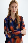 Print twill straight-fit shirt dress