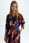 Print twill straight-fit shirt dress