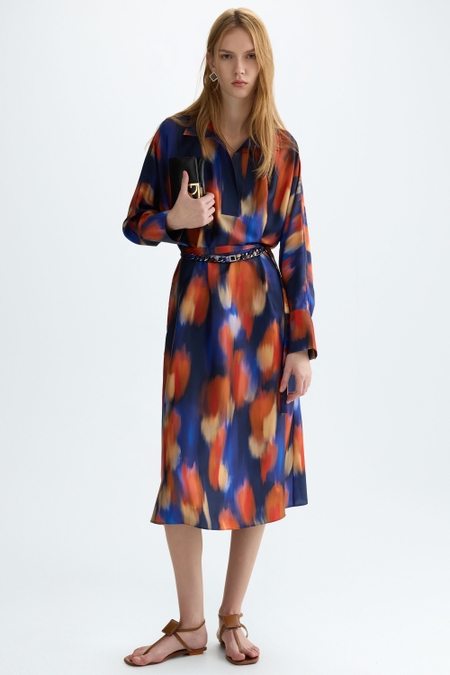 VESTIDO CAMISERO RECTO TWILL ESTAMPADO