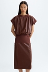 Faux-leather straight-fit midi dress