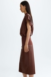 Faux-leather straight-fit midi dress