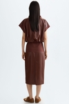 Faux-leather straight-fit midi dress