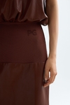 Faux-leather straight-fit midi dress