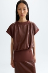 Faux-leather straight-fit midi dress