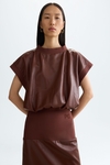 Faux-leather straight-fit midi dress