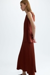 Two-piece flowy twill midi dress