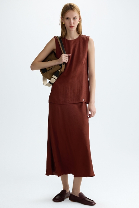 TWO-PIECE FLOWY TWILL MIDI DRESS
