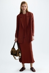 Two-piece flowy twill midi dress