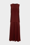 Two-piece flowy twill midi dress